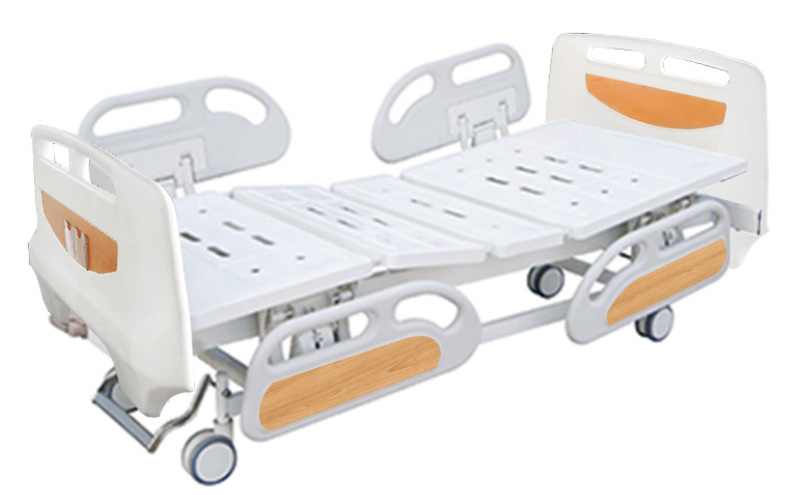 B7 ABS Stamping forming platform 2 Crank hospital bed (central control brake, four small guardrail)