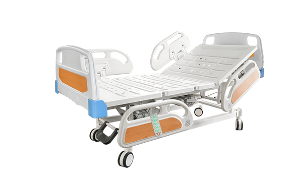 C1 Five function electric hospital bed(central control brake, four small guardrail)