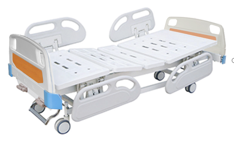 C7 ABS Stamping forming platform 2 Crank hospital bed (central control brake, four small guardrail)