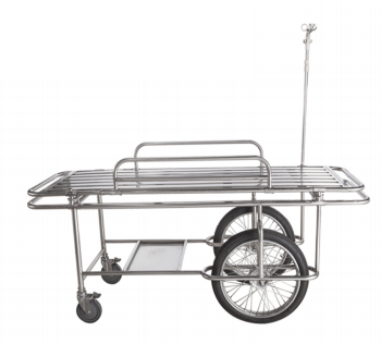 YYC-24 Stainless steel two big and two small wheel stretcher trolley