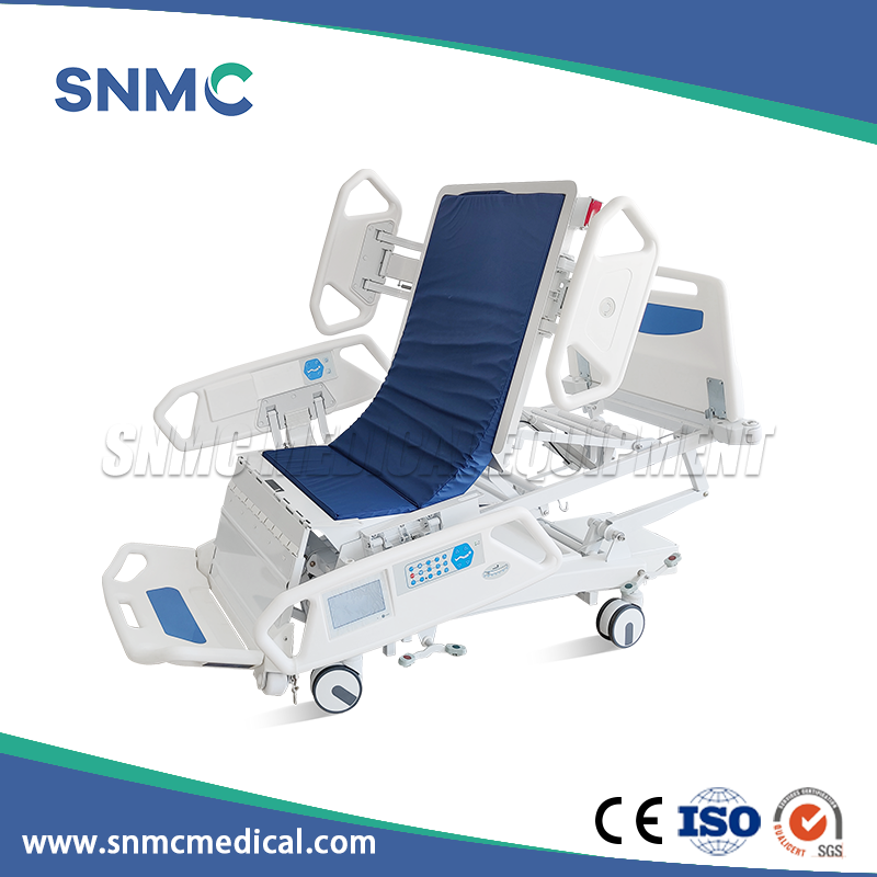 Hospital bed, cardiac bed with anti-collision wheels, extendable bed with infusion rack