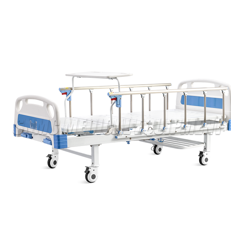 Two manual adjustments with protective barriers for hospital beds